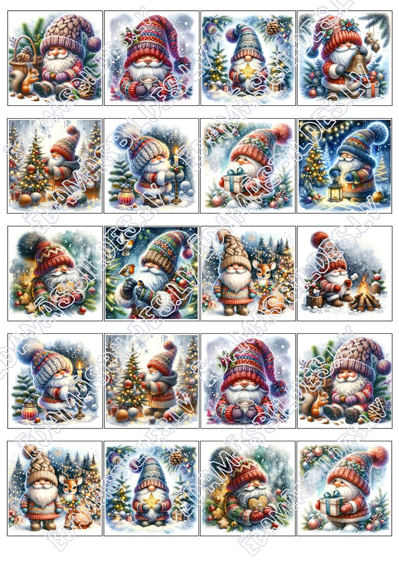 Chocolate Transfer Sheets "Ziemassvētku rūķis", 5*5 cm